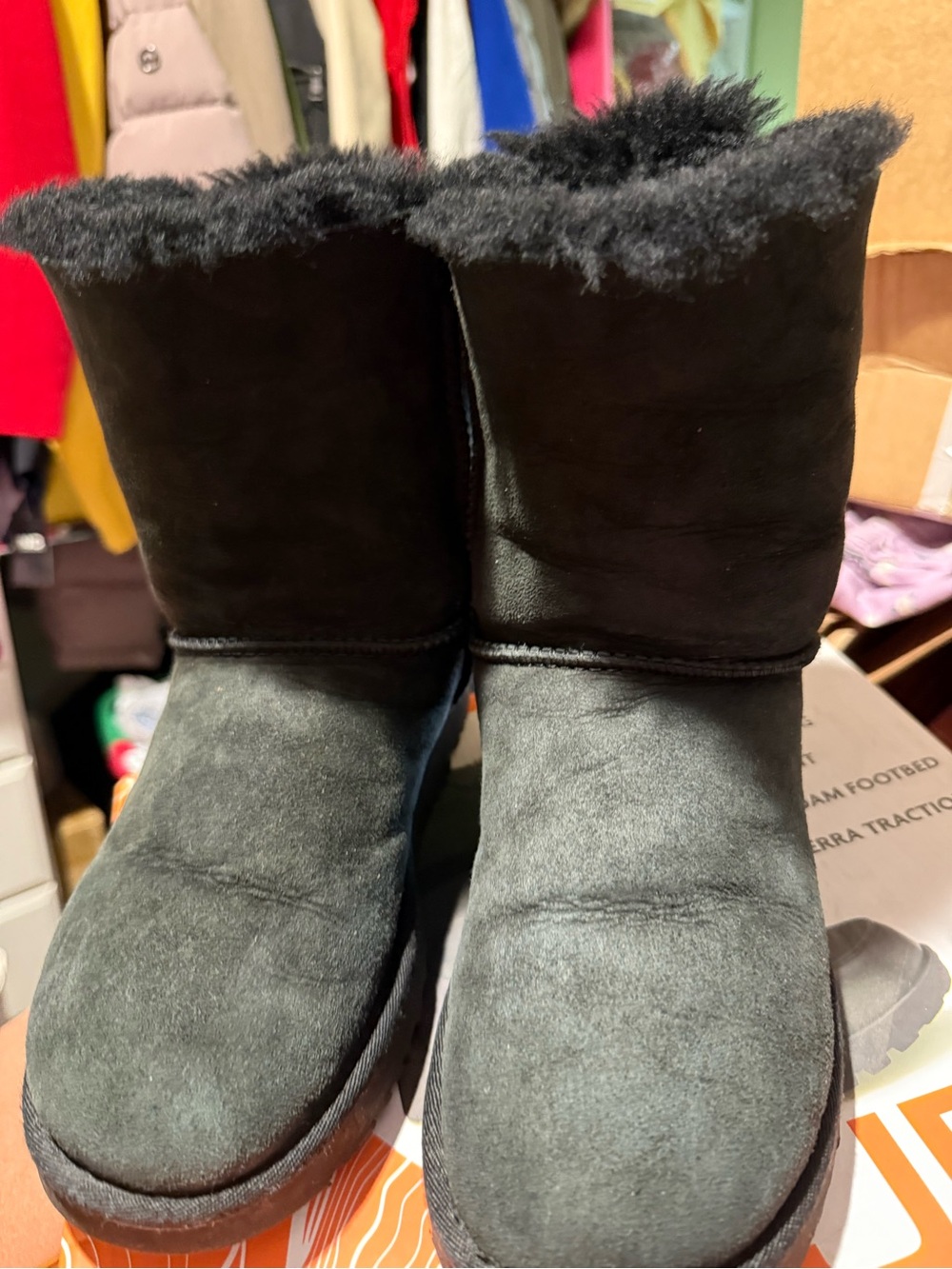 UGG Black Short Plush-Lined Winter Boots